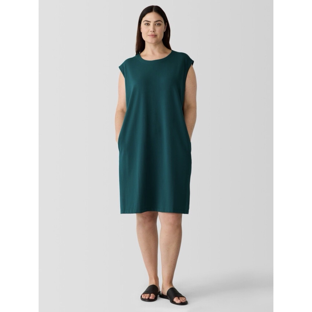 Eileen Fisher Sleeveless  Pima Cotton Stretch  Jersey Round Neck  Dress Size 2X